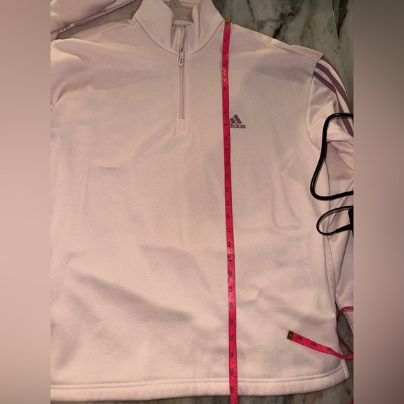 EUC Women’s Adidas Half Zip Pullover Pink & Purple Stripes Size Large - Picture 7 of 8